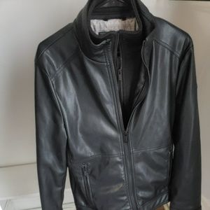 calvin klein leather jacket medium